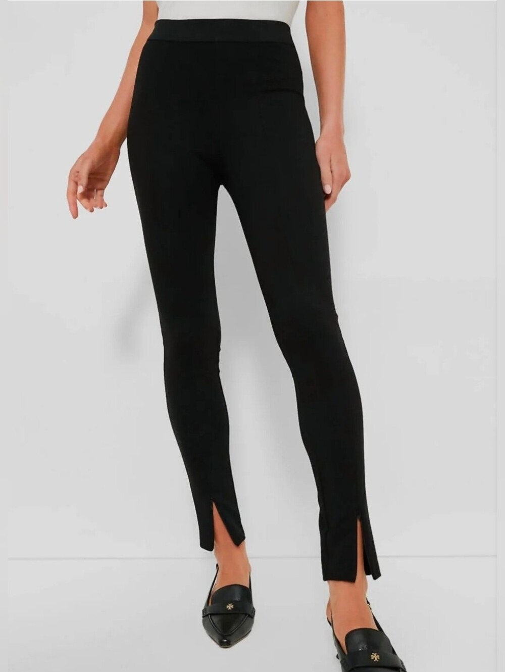 ❤️ EMERSON FY HIGH RISE SKINNY ZIP HEM LAYERING PANTS IN BLACK PONTE, PULL ON, S